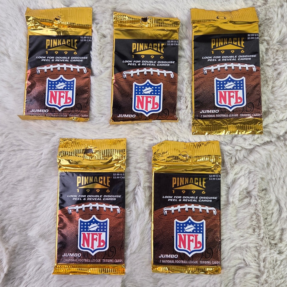 Lot of 5 1996 Pinnacle NFL Football Jumbo Packs Sealed Double Disguise Inserts